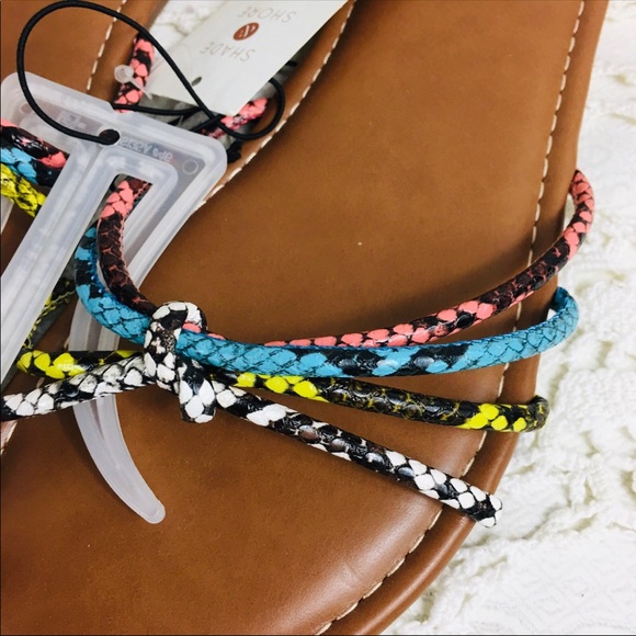 Shade & Shore Size 8 Eliza Sandals Knotted Strappy Sandals Shoes Flat Slip On - Picture 3 of 5